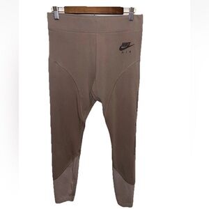 Nike Air High Waist Tan Beige Leggings Pants Women’s Size L EUC Yoga Gym Run EUC